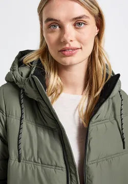 Street One showerproof Quilted Coat in soft green 202118