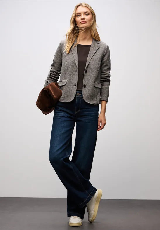 Street One soft Blazer in Deep Roast Brown check 212822