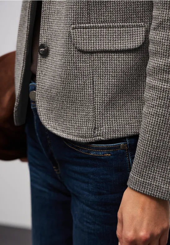 Street One soft Blazer in Deep Roast Brown check 212822