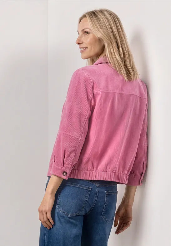 Street One 3/4 sleeve corduroy jacket with shirt collar in Blush berry 213101