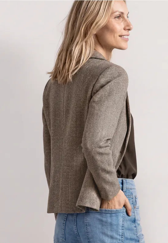 Street One Basic blazer in Brown Herringbone fabric 213112