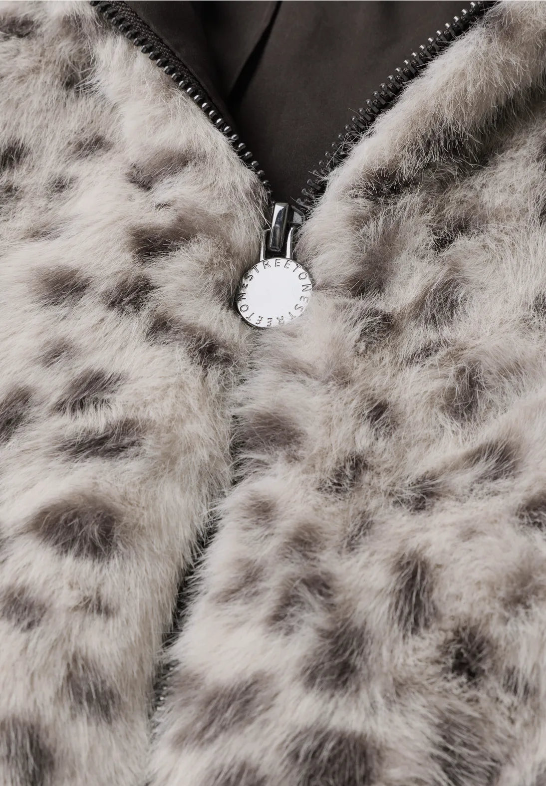 Street One Fake fur jacket with animal print with drawstring waist feature 213217