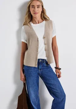 Street One Fine Knit V Neck Sleeveless Cardigan 254020