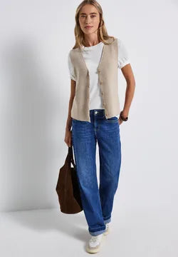 Street One Fine Knit V Neck Sleeveless Cardigan 254020