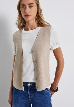 Street One Fine Knit V Neck Sleeveless Cardigan 254020