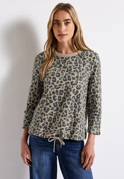 Street One Leopard print sweatshirt with drawstring waist 303274