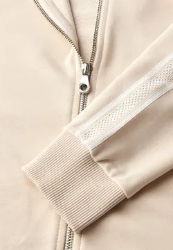 Street One Full Zip Hoody with Tape sleeve detail in Tusk Cream 303416