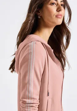 Street One Full Zip Hoody with sleeve tape detail. Rose