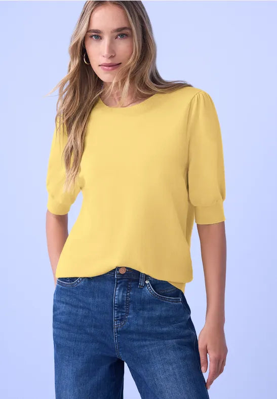 Street One Puff Sleeve short sleeve Knit in Lemon or Blue 303768
