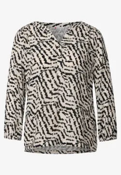 Street One Jersey shirt in Black and stone print 323169
