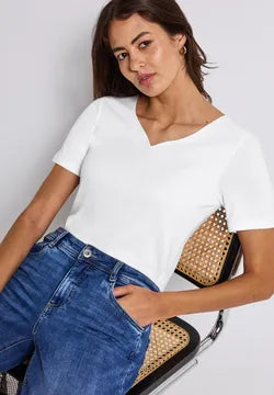 Street One Double layered top with sweetheart neckline and short sleeve 323675