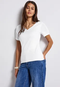 Street One Double layered top with sweetheart neckline and short sleeve 323675