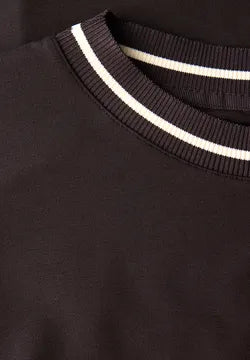 Street One Contrast rib Top in Deep Roast Brown or White 323849