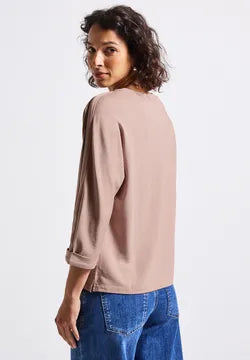 Street One Faded Rose Supersoft Cotton Blend Sweatshirt with contrast piping detail