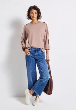 Street One Faded Rose Supersoft Cotton Blend Sweatshirt with contrast piping detail
