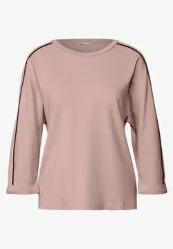 Street One Faded Rose Supersoft Cotton Blend Sweatshirt with contrast piping detail