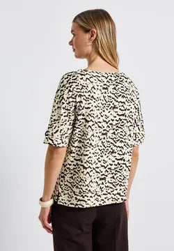 Street One Printed T Shirt in Brown and Black Print 323903