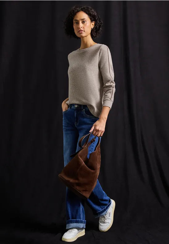 Street One melange knit with sleeve tape detail 324013