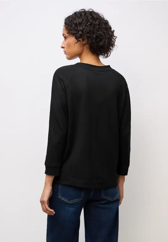Street One Black Top with leopard arm stripe 324190