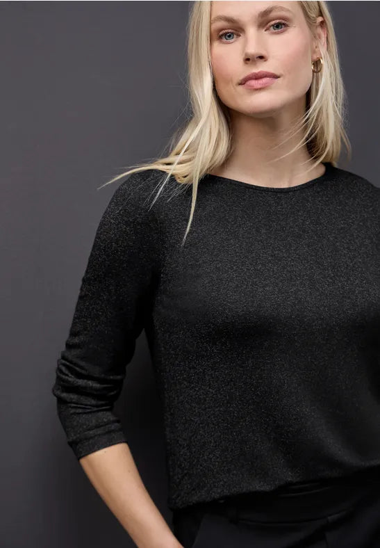 Street One Glitter look fine knit in Black or Berry 324291