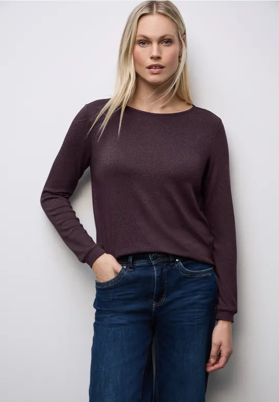 Street One Glitter look fine knit in Black or Berry 324291