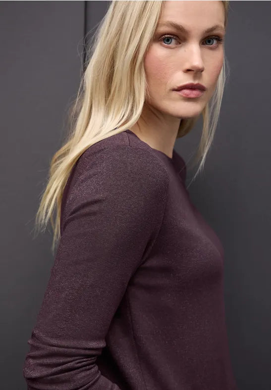 Street One Glitter look fine knit in Black or Berry 324291