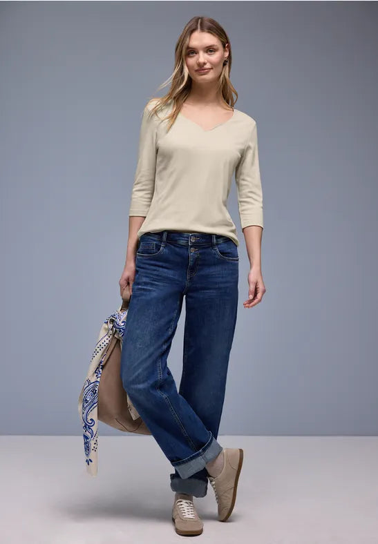 Street One Cotton Double Layered top in soft Beige 324527