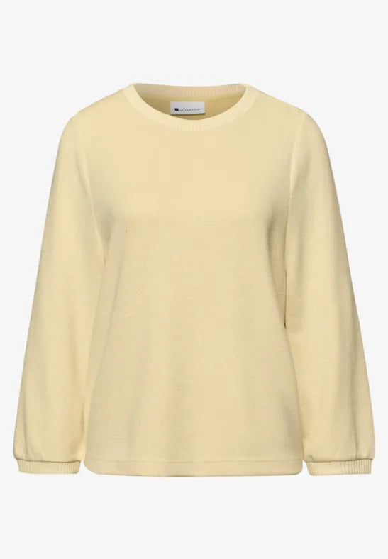 Street One roundneck sweatshirt in Soft Yellow 324626