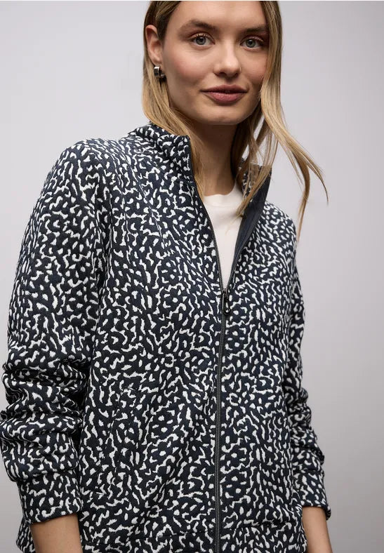Street One Textured zip jacket in Navy Print 324634