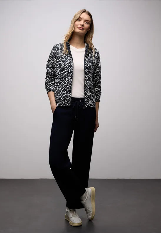 Street One Textured zip jacket in Navy Print 324634