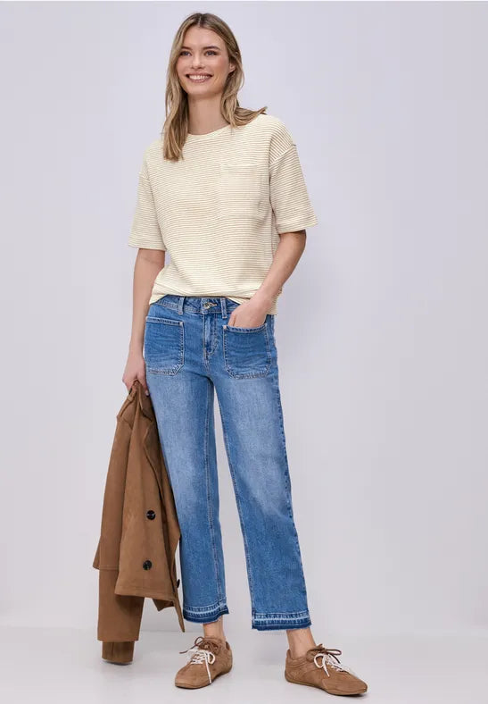 Street One Short-sleeved shirt with textured stripes 324790