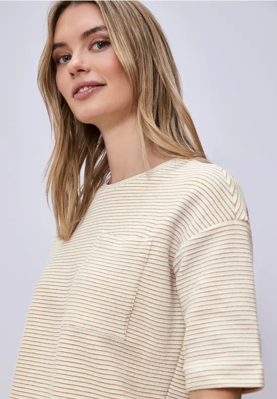 Street One Short-sleeved shirt with textured stripes 324790