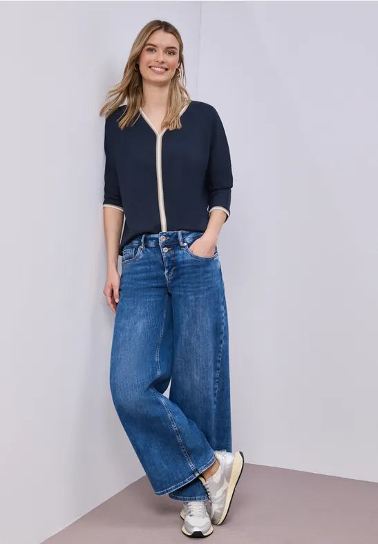 Street One 3/4-sleeve shirt with contrasting detail 324793