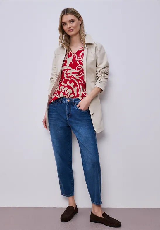 Street One T-shirt with V neck and front print 324801