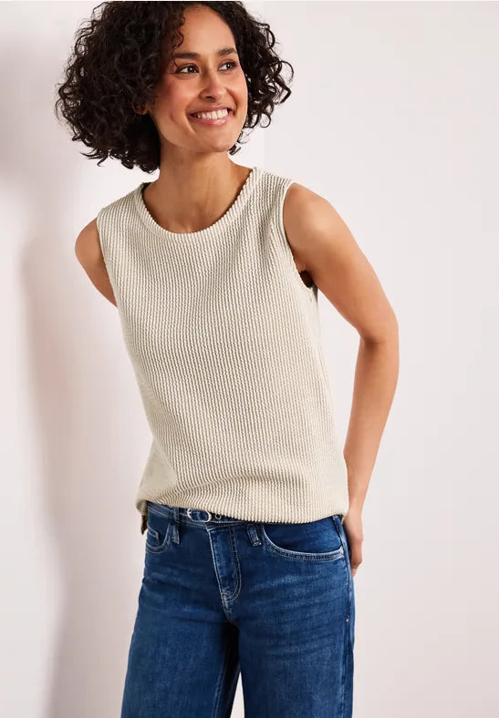 Street One Top with round neck and textured stripes 325271