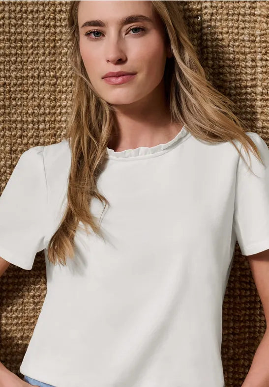 Street One Frill Neck Jersey Top | Short Sleeve | 325614