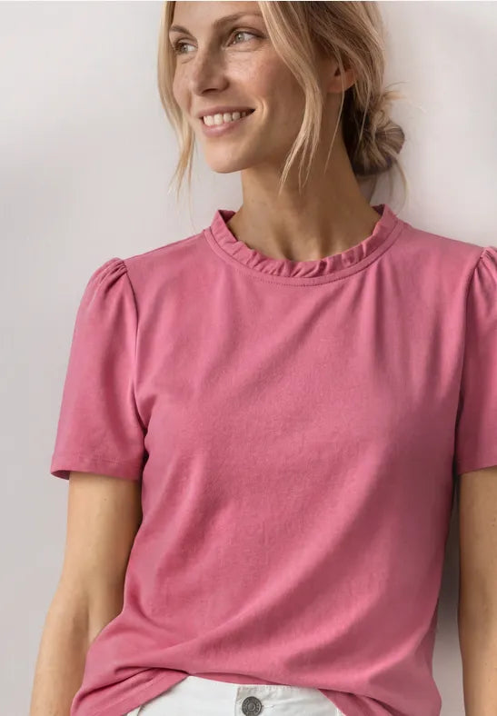 Street One Frill Neck Jersey Top | Short Sleeve | 325614