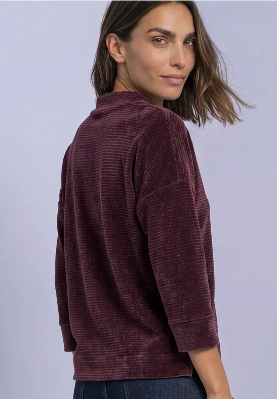 Street One 3/4 Sleeve Velvety feel Top with funnel neck 325847