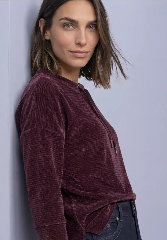 Street One 3/4 Sleeve Velvety feel Top with funnel neck 325847