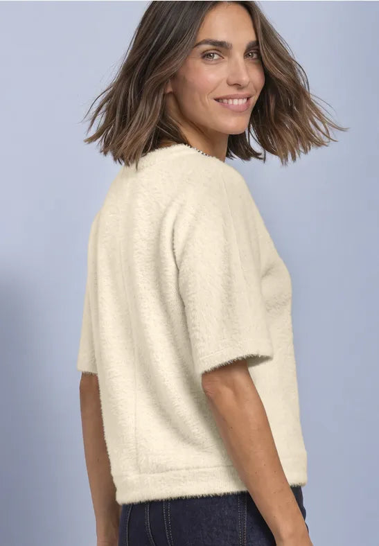 Street One Fluffy Short Sleeve Knit with beaded neckline 325854