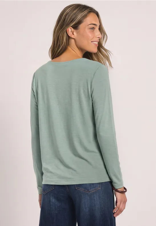 Street One Silk-look shirt with waterfall front 326056