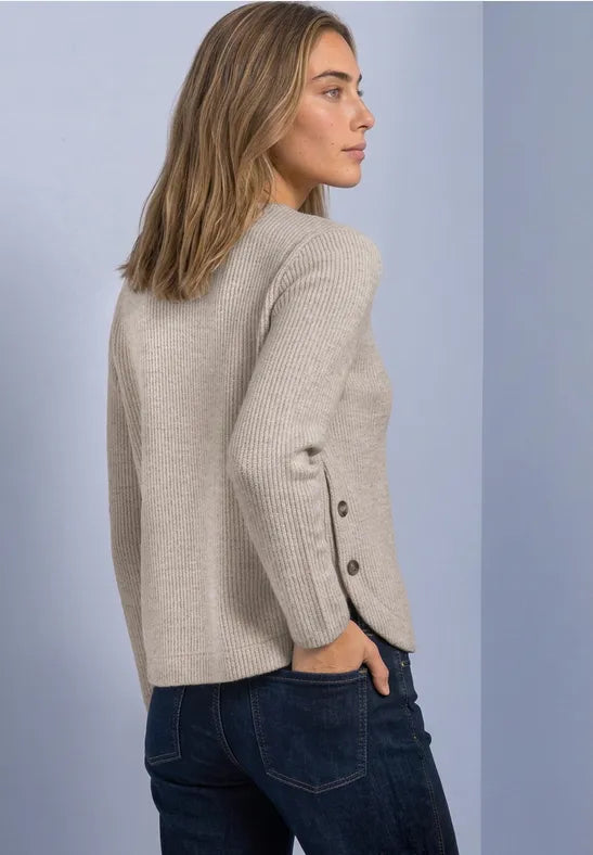 Street One Round Neck Rib Jumper with side button details 326057