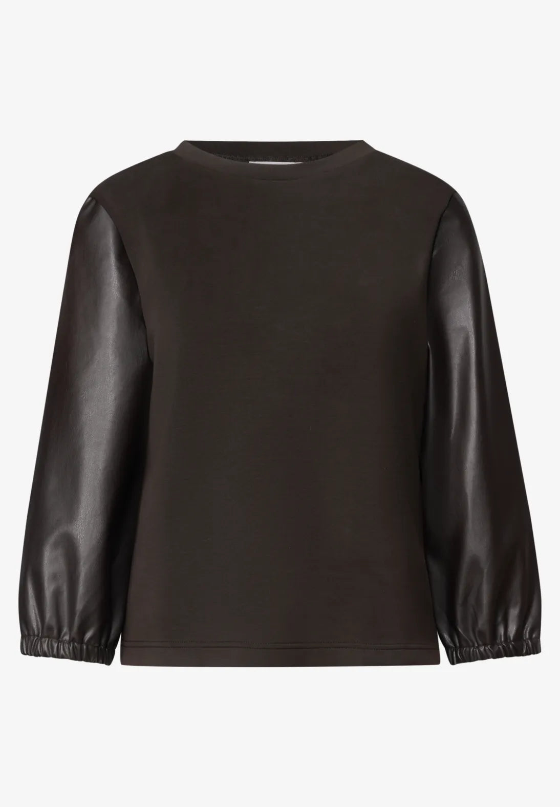 Street One 3/4 sleeve top with leather look sleeves