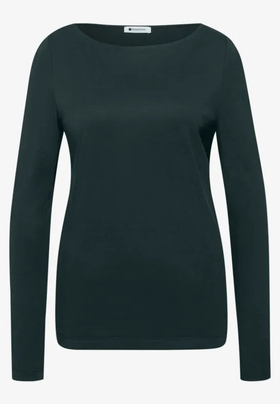 Street One Cotton Long Sleeve Double Layer top in Stormy Green 326077