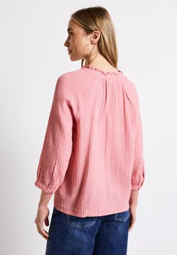 Street One Pure Cotton Muslin blouse in peach blush 345736