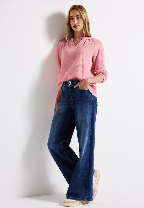Street One Pure Cotton Muslin blouse in peach blush 345736