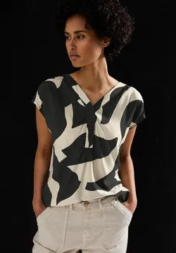 Street One Print v Neck Blouse 345739