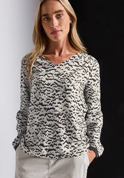 Street One V neck blouse with Tape detail on cuffs 345976