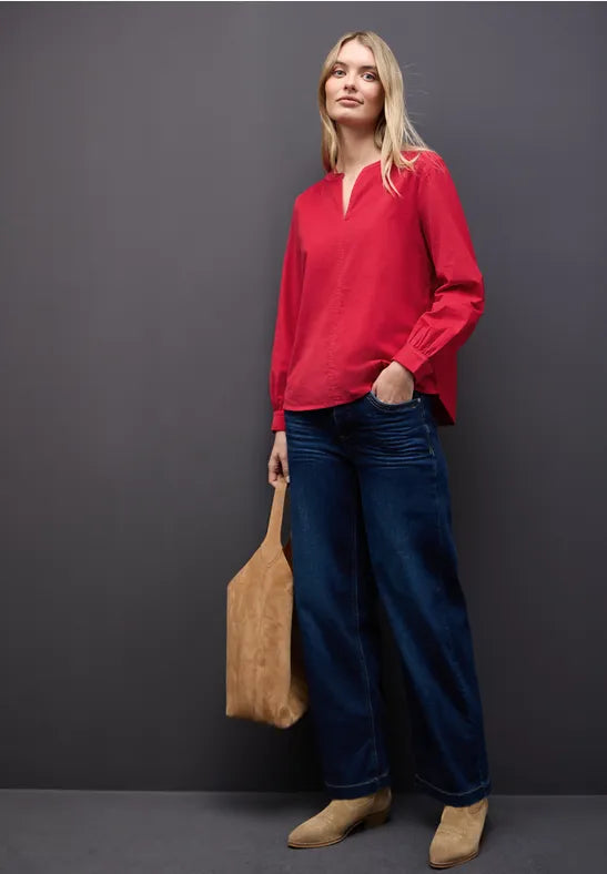 Street One Fine cord shirt in Racing Red 346089