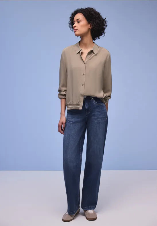 Street One Blouse with Collar and Sporty Waistband 346365